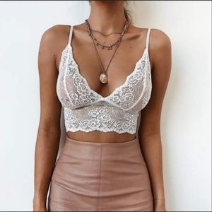 🌺 Sexy Red Sheer Lace Bralette Bra Top